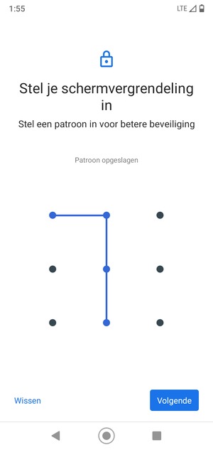 Teken een ontgrendelingspatroon en selecteer Volgende