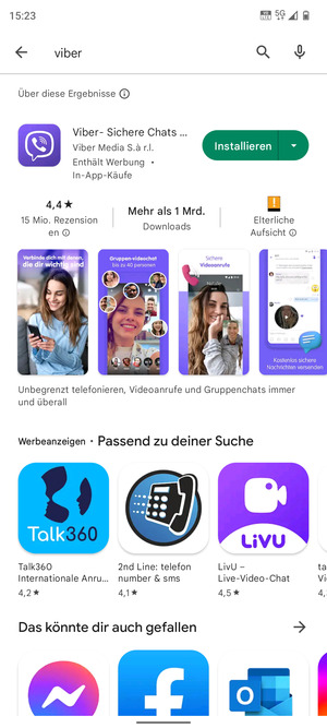 Wählen Sie die App
