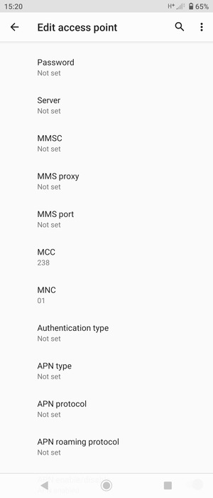 Scroll down and enter MMS information
