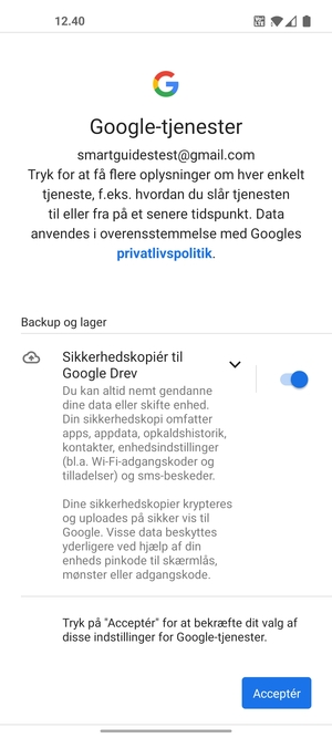 Vælg Acceptér