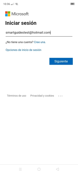 Introduzca su Dirección de correo electrónico y seleccione Siguiente