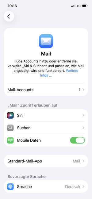 Wählen Sie Mail-Accounts