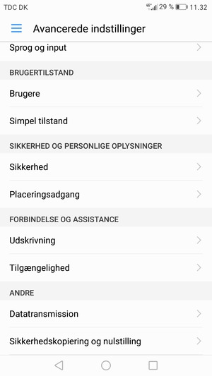 Scroll til og vælg Sikkerhedskopiering og nulstilling