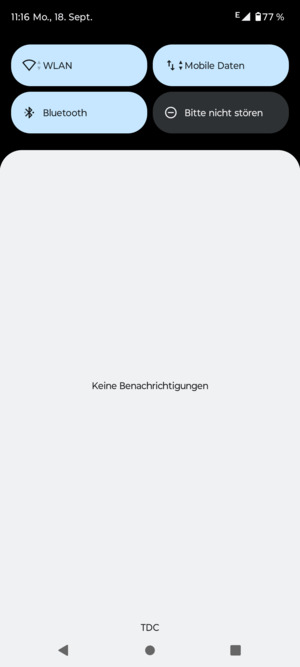 Ziehen Sie erneut das obere Menü nach unten
