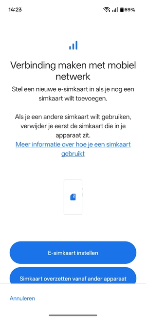 Selecteer E-simkaart instellen