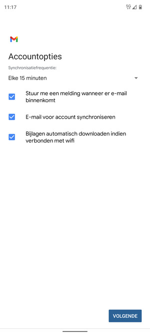 Selecteer VOLGENDE