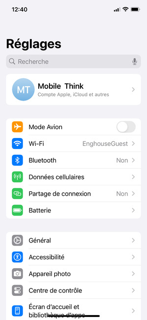 Retournez au menu Réglages  et sélectionnez Batterie