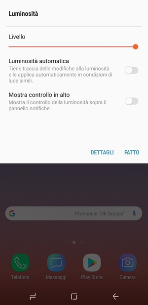 Attiva Luminosità automatica e seleziona FATTO
