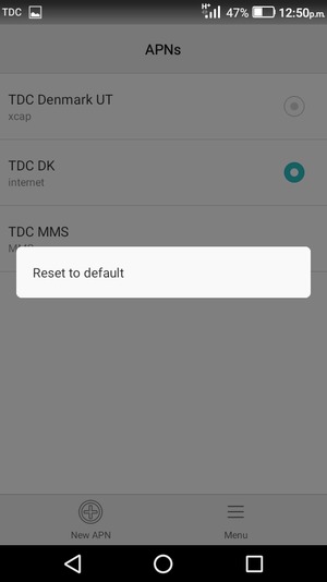 Select Reset to default