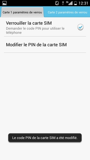 Votre code PIN de la carte SIM a été modifié
