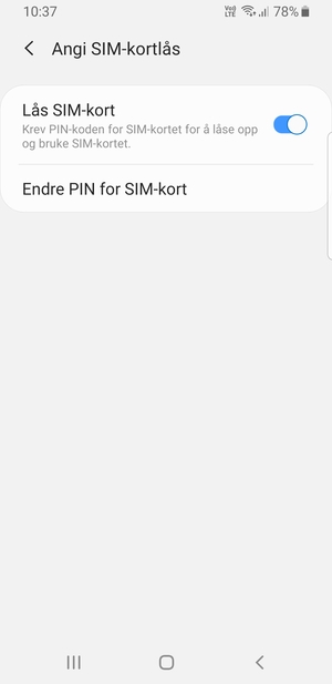 Velg Endre PIN for SIM-kort