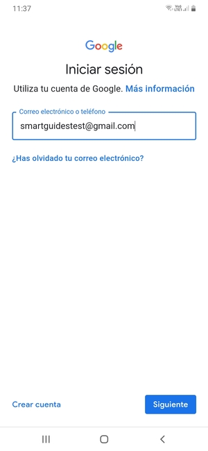 Introduzca su dirección de Gmail y seleccione Siguiente