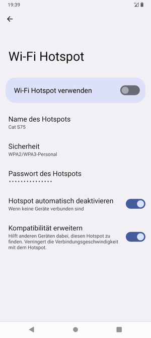 Wählen Sie Passwort des Hotspots