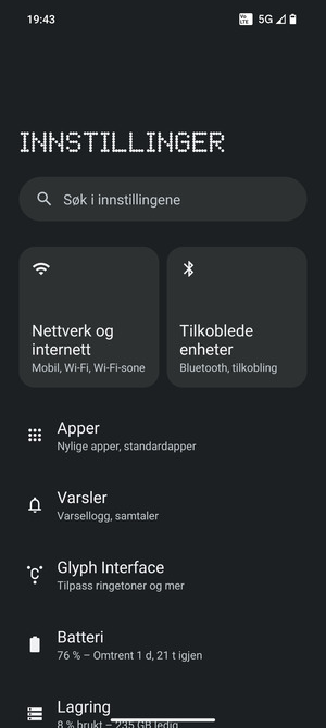 Velg Nettverk og internett
