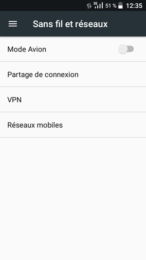 Sélectionnez Réseaux
mobiles