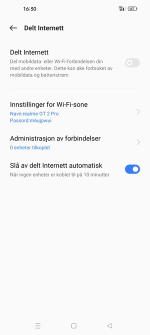 Velg Innstillinger for Wi-Fi-sone