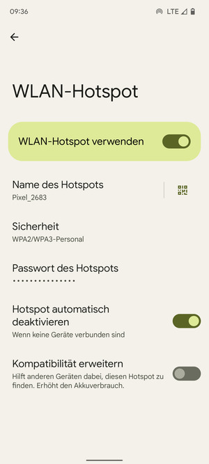 Ihr Handy ist jetzt für die Verwendung als Modem eingerichtet