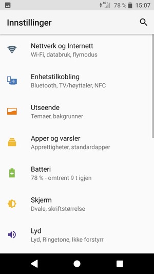 Velg Nettverk og Internett