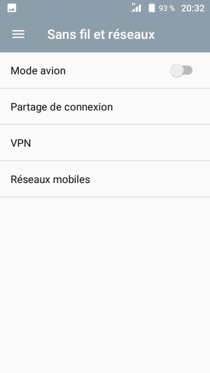 Sélectionnez Partage de connexion