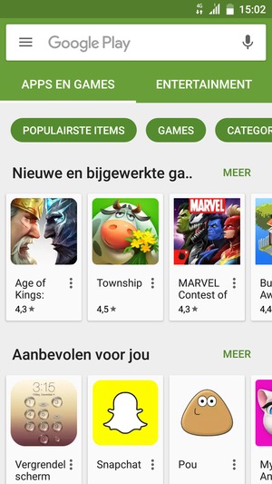 Selecteer de zoekbalk