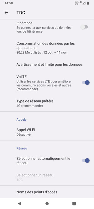 Faites défiler et sélectionnez Noms des points d'accès
