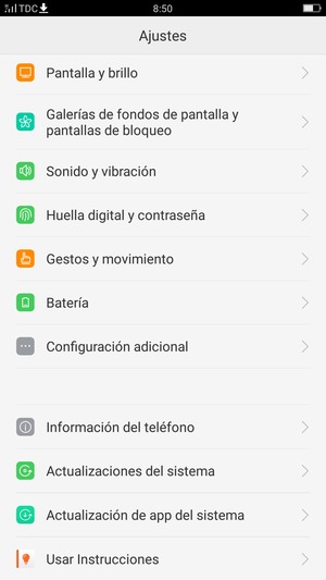Desplácese y seleccione Configuración adicional