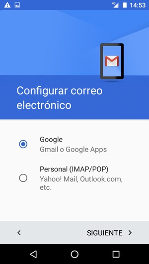 Seleccione Google y luego seleccione SIGUIENTE