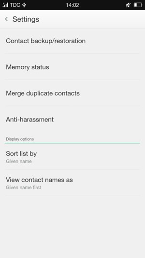Select Contact backup/restoration
