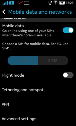 Scroll to and select Advanced settings