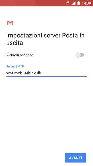 Disattiva Richiedi accesso e seleziona AVANTI