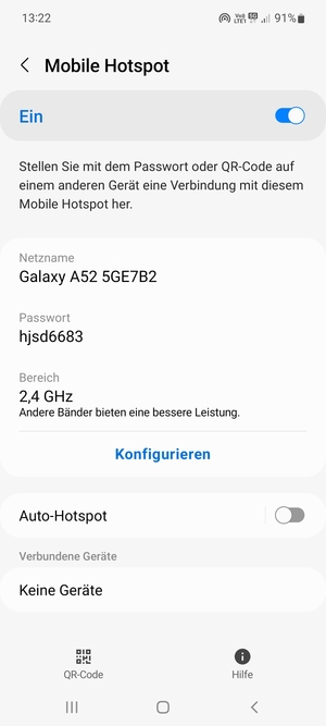 Ihr Handy ist jetzt für die Verwendung als Modem eingerichtet
