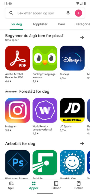 Velg søkefelt