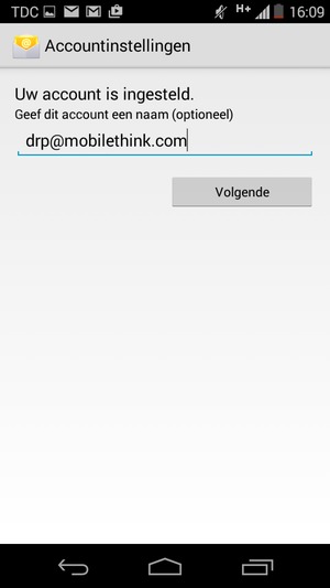 Geef uw account een naam en selecteer Volgende
