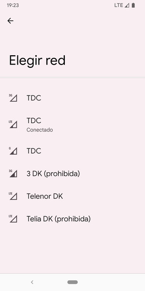 Seleccione un operador de red de la lista
