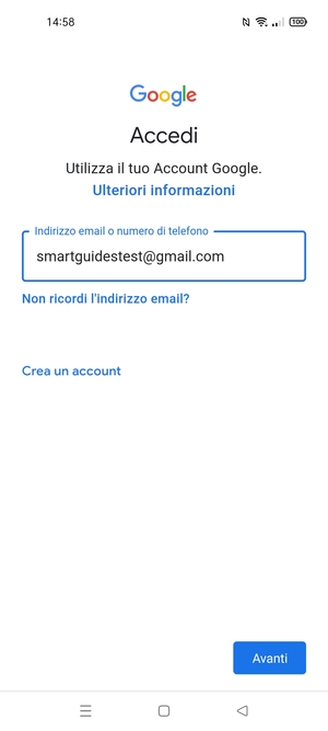 Inserisci il tuo indirizzo Gmail e seleziona Avanti