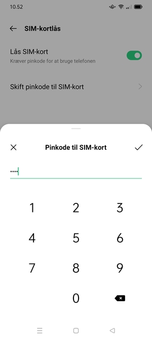 Indtast din nuværende PIN-kode til SIM-kort og vælg OK
