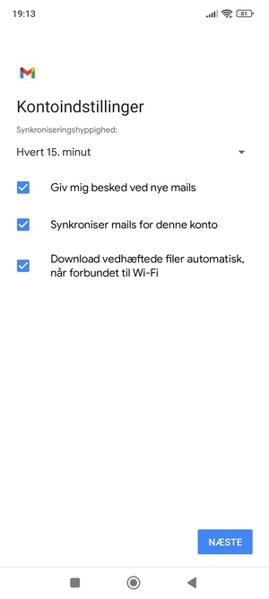 Vælg NÆSTE