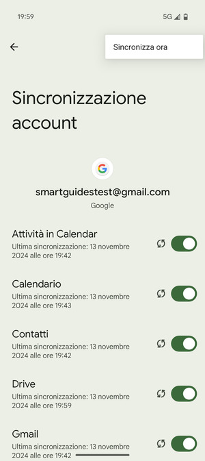 Seleziona Sincronizza ora
