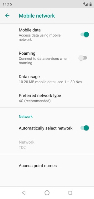 Select Preferred network type