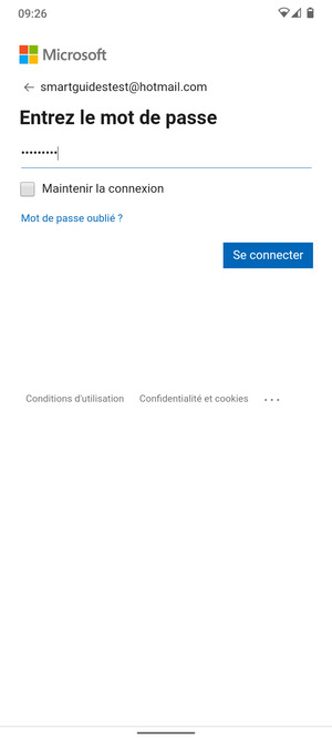 Saisissez votre mot de passe et sélectionnez Se connecter