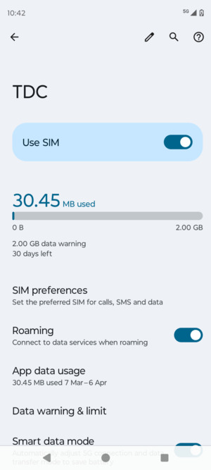 Turn Roaming on or off