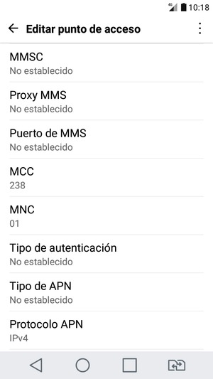 Desplácese hacia abajo e introduzca la información de Internet