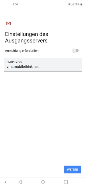 Schalten Sie Anmeldung erforderlich aus und wählen Sie WEITER