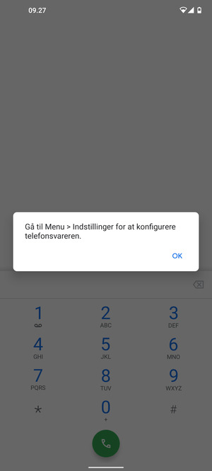 Hvis din telefonsvarer ikke er sat op, vælg OK
