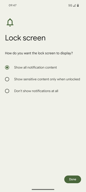 Select your preferred option and select Done