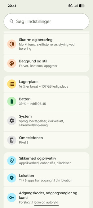 Scroll til og vælg System