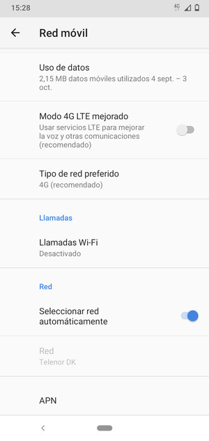 Desactive Seleccionar red automáticamente
