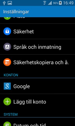Scrolla till och välj Google