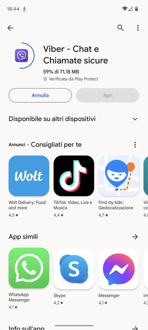 Attendi il completamento del processo di installazione