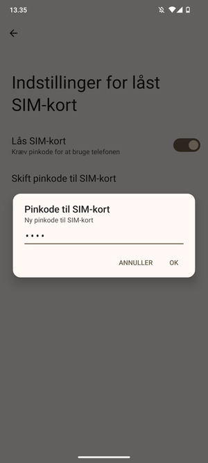 Indtast Ny pinkode til SIM-kort og vælg OK
